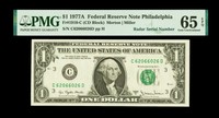 United States 1 Dollar 1988 Federal Reserve Radar Serial Number Note PMG 65