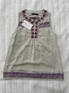 THML Tank Top Beige With Blue & Orange. Summer Work Fun - Picture 1 of 7