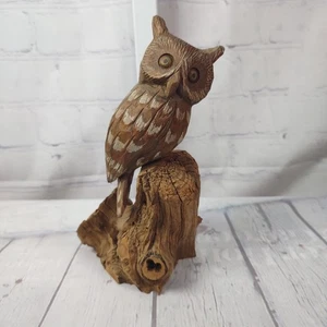 Wood Carving Owl on Driftwood Sculpture Sevierville, TN SIGNED John Cowden - Picture 1 of 9