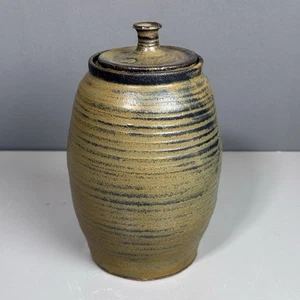 Handgefertigte Studiokeramik Steinzeug Deckeldose rustikale Glasur signiert 6-04 Kunstgefäß - Bild 1 von 16