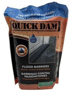 Quick Dam wasseraktivierte Hochwassersperre wächst auf 5 Fuß x 6 Zoll x 3,5 Zoll QD65-1 - Bild 1 von 9