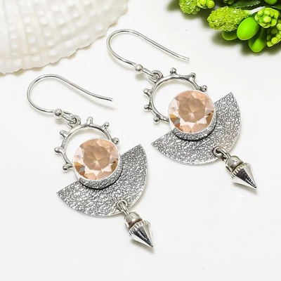 Morganite Gemstone Solid 925 Sterling Silver Bridesmaid Daily Wear Earring V6988 - Image 1 of 4