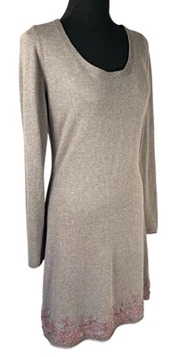 Vestido Suéter Aventura Gris Algodón Orgánico Bordado Lagenlook Tejido Pequeño Foto 1 de 4