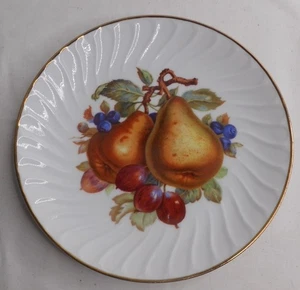 Piatto da dessert Bareuther Waldsassen Bavaria 7-1/8" bordo oro pere e bacche - Foto 1 di 2
