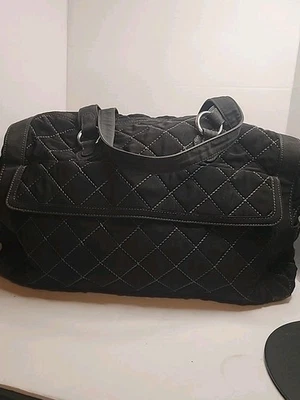 Clásico Negro Vera Bradley Acolchado Microfibra Bolso de Mano Cartera 18"x11"x6" Foto 1 de 4