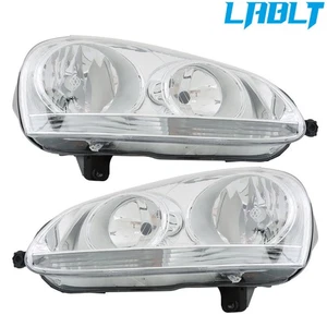 Headlights Pair Halogen For Volkswagen 2006-09 GTI/Rabbit / 2005-10 Jetta Chrome - Picture 1 of 8