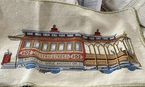 Handmade Wool Needlepoint San Francisco Cable Car Pillow Cover Case Castro St SF - Picture 1 of 5