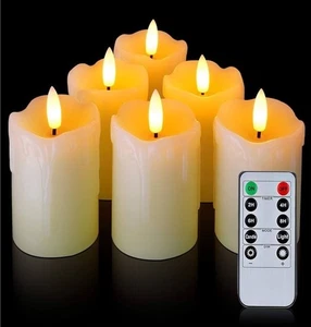 Homemory Flameless Votive Candles Set 6 Pack LED Real Wax w/ Remote 2”x3” - Picture 1 of 6