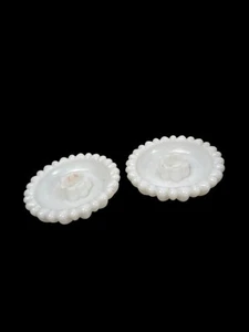 Milk Glass Daisy Candle Stick Holders Set of 2 (4.5"DIA x 1"H) - Picture 1 of 6
