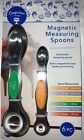 Confection Stand set of 6 magnetic measuring spoons. Multi color stainless steel