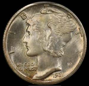 US RARE 1931 D MERCURY DIME PCGS MS66FB SLABBED GRADED FULL BAND HIGH GRADE! - Picture 1 of 9