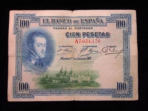 Spanien 100 Pesetas 1925 Banco de España Weltwährung Banknoten Geld H1176 - Bild 1 von 2