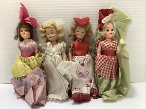 LOT OF 4  VINTAGE  7” DOLLS-HEAD AND ARMS MOVE - Picture 1 of 4