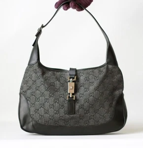 Gucci Jackie GG Denim Leder Schwarz Tasche Schultertasche - Bild 1 von 15