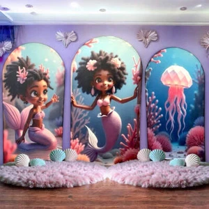Mermaid Birthday Party Decor - Arch Backdrop Fabric Covers - Picture 1 of 21