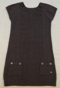 Guess Girls Sweater Dress Size M 10/12 Gray Cable Knit Short Sleeves Pockets - Picture 1 of 7