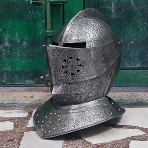 18ga Medieval Old Steel Medieval Knight Tournament Close Armor Helmet Replica - Picture 1 of 4