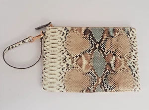 ANNE KLEIN Wristlet Handbag Faux Snake Print  10" X 7" Zip Top NWOT - Picture 1 of 3