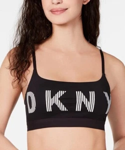 DKNY Women's Black Logo Scoop Wirefree Bralette Size MEDIUM - Picture 1 of 1