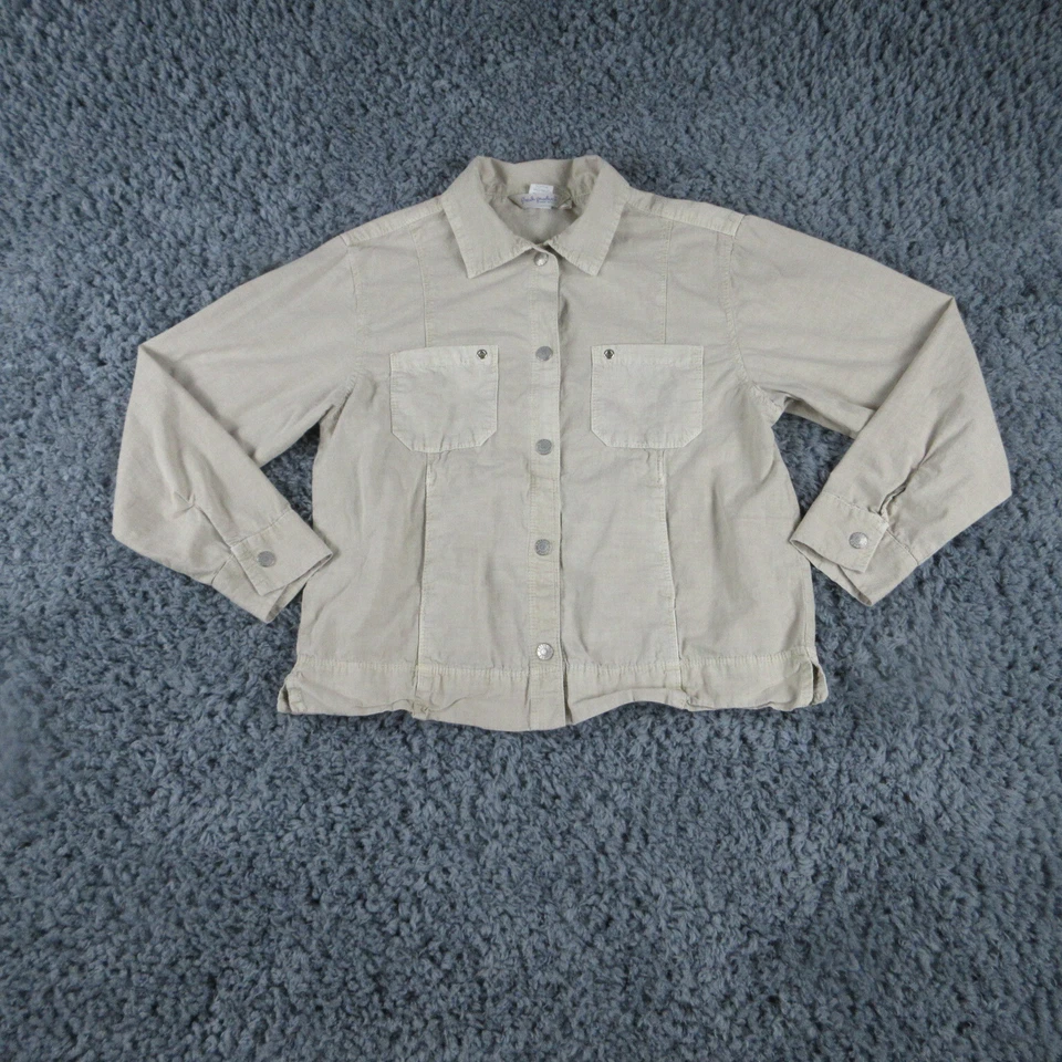 Chaqueta Fresh Produce Mujer Pequeña Beige Denim Manga Larga Botón Foto 1 de 4