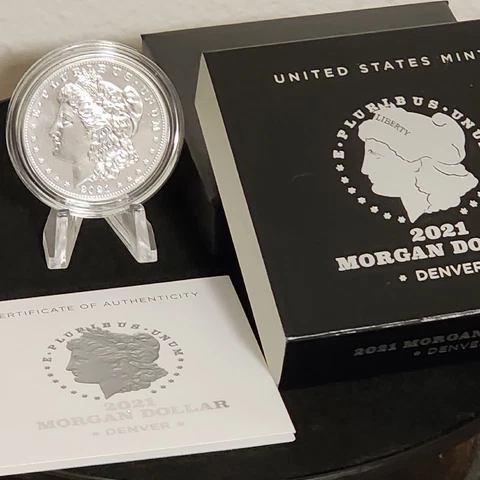 2021-D Morgan .999 Silver Dollar - 1OOth Anniversary Gem UNC with OGP & COA 21XG Cover