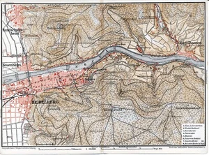 Heidelberg 1892 kl. orig. Stadtplan + Reisef . (10 S.) Schloss Ziegelhausen - Bild 1 von 3