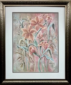 Natalie Dorf "Floral" Firmado a Mano y # Enmarcado Lito Impresionista Lirio Arte Nuevo - Imagen 1 de 4
