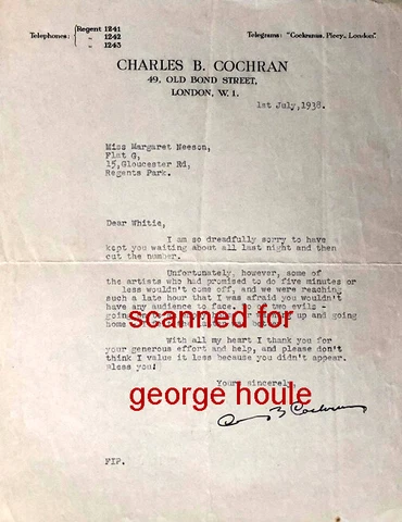 CHARLES B. COCHRAN - LETTERS - SIGNED - NOEL COWARD - COLE PORTER - MUSICALS Cover