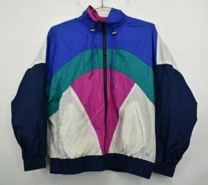 Vintage Andy Johns Sport Damen große wattierte Schultern Farbblock Trainingsjacke - Bild 1 von 5