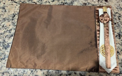 Set of 6 Oriental Dark Brown Silk Dining Table Placemats, Napkins & Chopsticks - Image 1 of 4