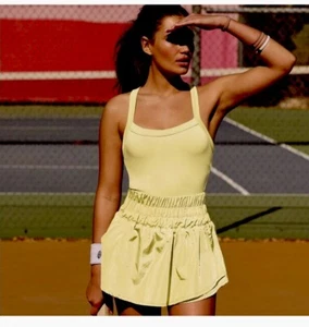 Free People Movement Way Home Skort Romper Womens Size Large Yellow New - Picture 1 of 4