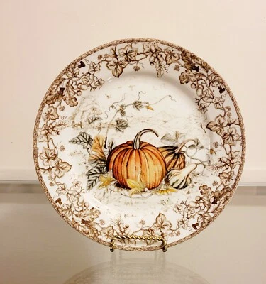 Williams Sonoma Plymouth Pumpkin Dinner Plates Set of 4 Thanksgiving NEW - Image 1 of 4