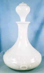 Opal Glass Dresser Bottle Cologne Perfume Flower Crown Scrolls Vanity Antique - Picture 1 of 8