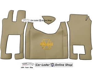 JUEGO de alfombrillas de camión cuero sintético liso beige bordado adecuado para Mercedes Actros F - Imagen 1 de 1