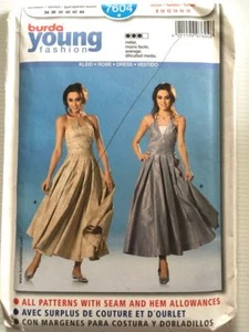 BURDA 7604 Halter Neck Party Dress Pattern Sz 8-18 NEW UNCUT - Picture 1 of 2
