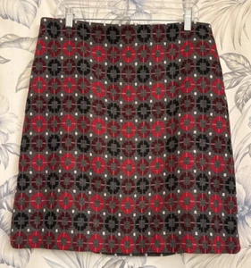 Talbots Bleistift Damen grau/rot gefüttert kariert Wollmischung Rock Größe 12 (34"x21") - Bild 1 von 4