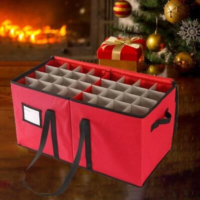 Christmas Ornament Storage Box Festival with Dividers Desktop Organizer - Image 1 of 4