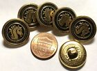 6 Vintage Brass Tone Metal Horse Equestrian Hollow Shank Buttons 19mm 3/4" 11384