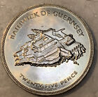 1977 Guernsey 25 pensów korona moneta stan BU 207 000 wybita KM # 31 QEII jubileusz