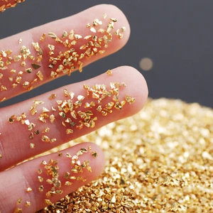 45 grammi vetro oro patatine schiacciate forma irregolare punte nail art + scatola portaoggetti - Foto 1 di 6