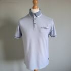 Burton Menswear London Blue Patterned Polo Shirt W/ Chest Pocket Mens Size L