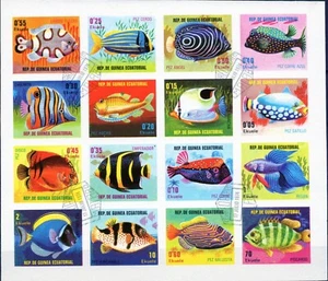 HB República Guinea Ecuatorial hojita bloque sin dentar año 1974 usada peces - Imagen 1 de 1