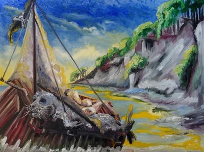 Gemälde, Öl auf Leinwand, Relax, Malerfürst von Rügen, Sven Janotta - Bild 1 von 2