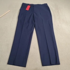 Hugo Boss Pants Mens 34 R Blue Virgin Wool Dress Slacks Lightweight Flat Front - Picture 1 of 12