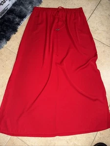 Fourteenth Place Long Polyester Skirt Red Drawstring Waist w/ Side Slit Women L - Picture 1 of 3