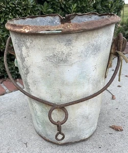 ANTIKER SCHLAUFENGRIFF VERZINKT METALL GUT EIMER WUNDERSCHÖN PATINA - Bild 1 von 6