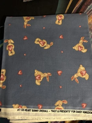 VTG 1994 Fabric, Daisy Kingdom Past & Presents, Heart Bunny Overall 36” X 44” - Image 1 of 2