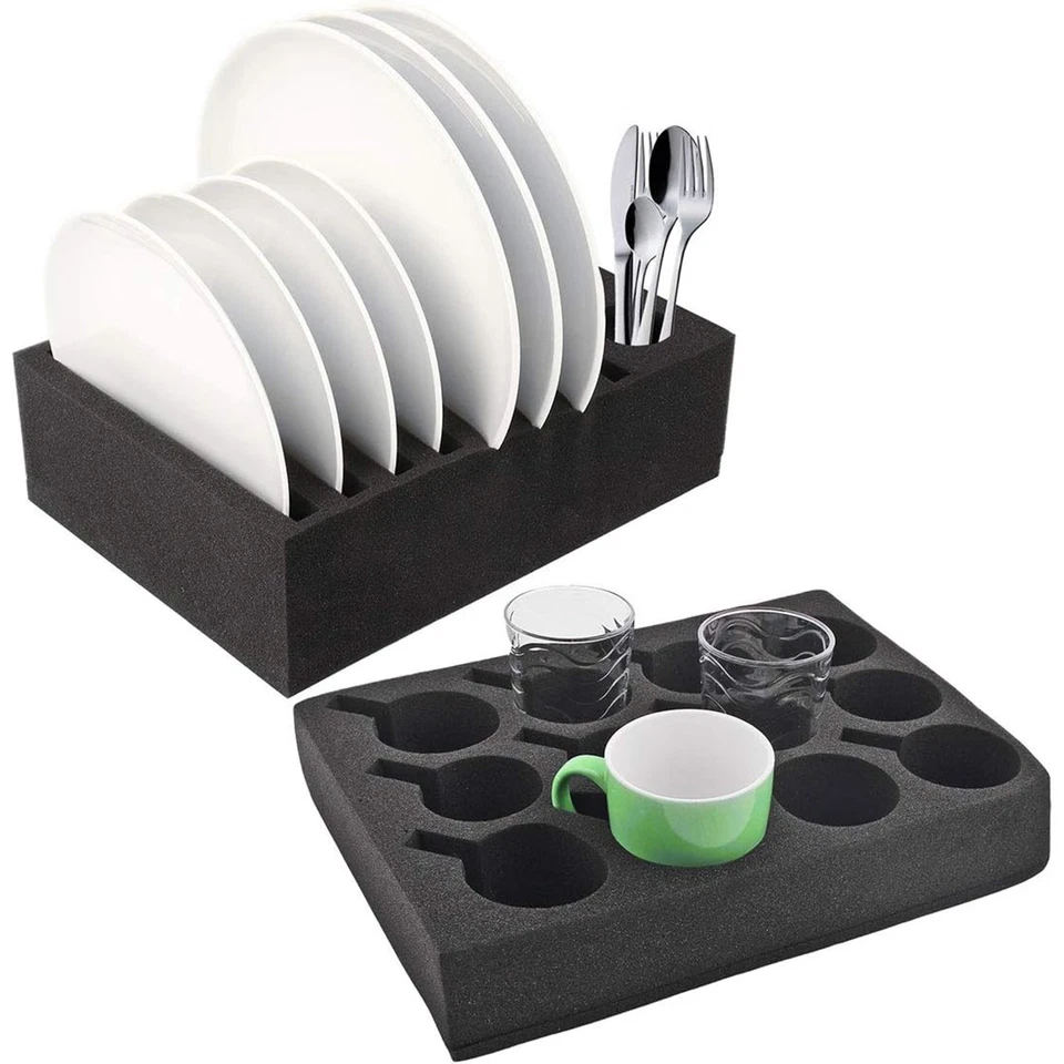 Wohnwagen Wohnmobil Tellerhalter Geschirrhalter Tassenhalter Set Schaumstoff - Bild 1 von 4