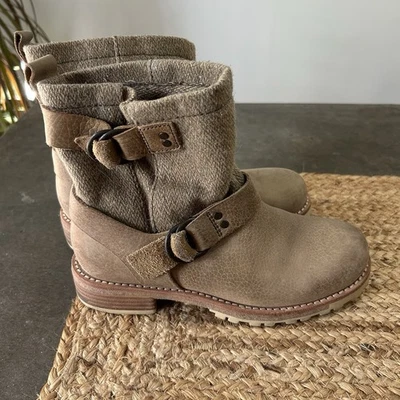 Woolrich Baltimore Arnés Botas Mujer’s 6 Tostado Suéter Parte Superior Cuero Parte Inferior Foto 1 de 4