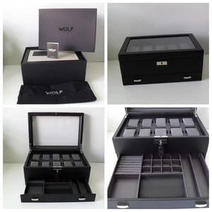 WOLF Viceroy 10 pezzi cassa orologio e cassetto gioielli 466202 nero e argento BELLO - Foto 1 di 23